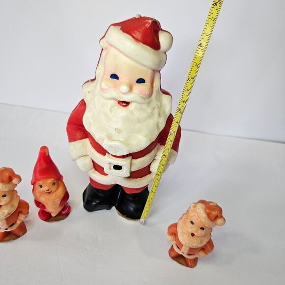 Set of 4 Vintage Hand Dipped Gurley & Suni Santa Elf Novelty Holiday Candles - Picture 4 of 11